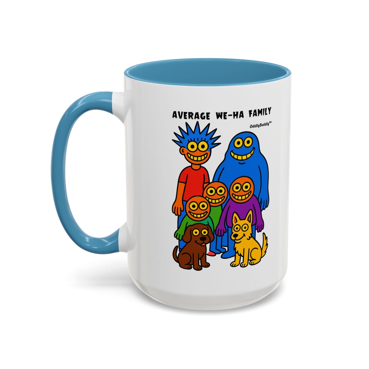 West Hartford Average Family Mug – Funny Local Cartoon Gift, Quirky Monster Coffee Cup, Colorful Small Town Humor