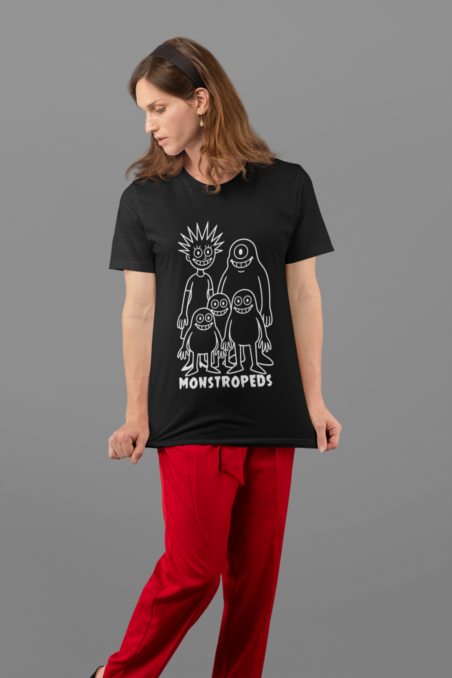Monstropeds Graphic Unisex Softstyle T-Shirt, Unique Cartoon Print Tee, Casual Wear, Gift for Kids and Teens, Fun Halloween Shirt, Quirky